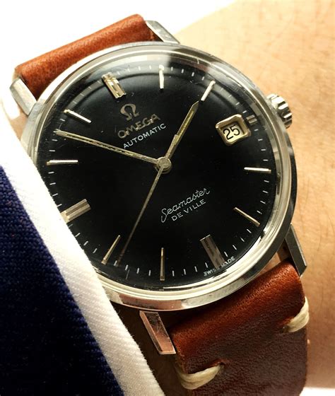 omega seamaster deville black replica|omega seamaster deville automatic 1960s.